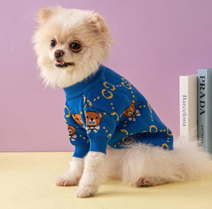 Designer Hundekleidung Marke Hundekleidung mit klassischem Buchstaben Bärenmuster warmer Haustierpullover für kleine Hunde Katze Winter Pullover Sweate9138831
