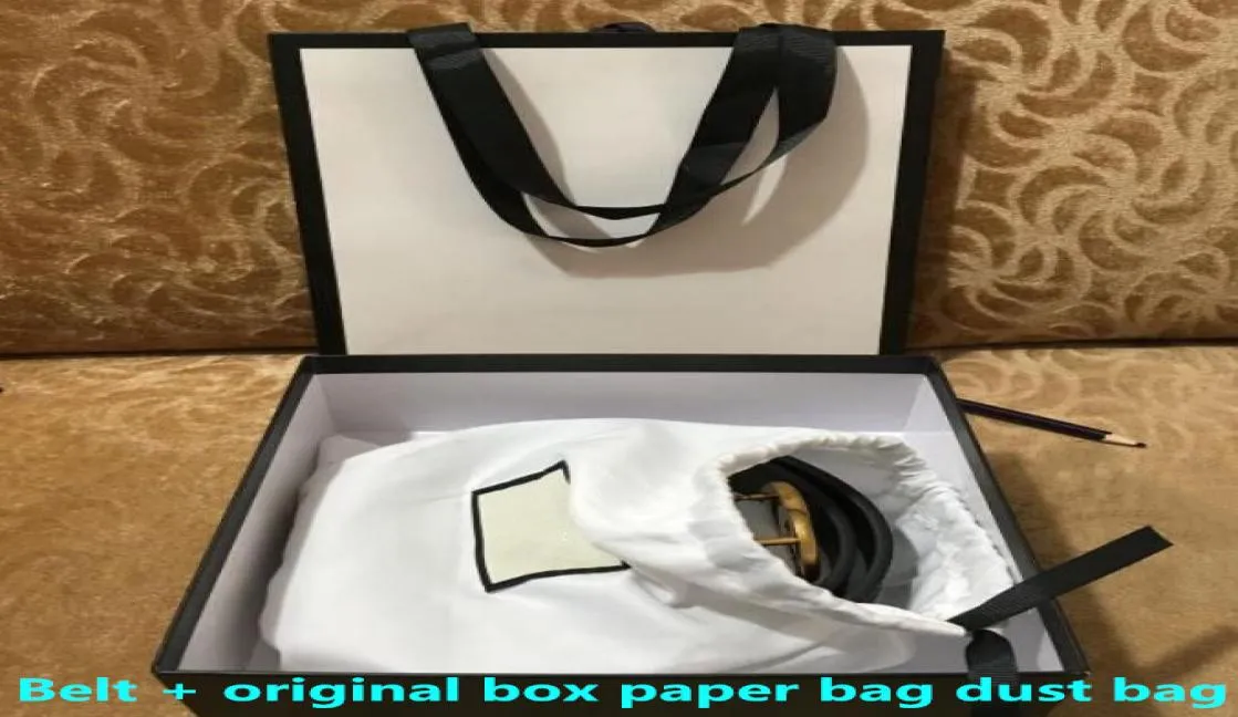 Perfect match combination G Brand Black Belt men women Bronze buckle Leather Belt designer belts With box portable paper bag 7050635