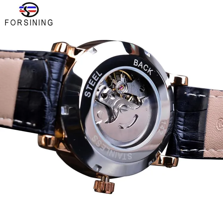 カジュアルオートマニカルウォッチメンズサブダイヤルブラックスリムシンプルな黒い本物の革ストラップ腕時計モントレhomme4115935