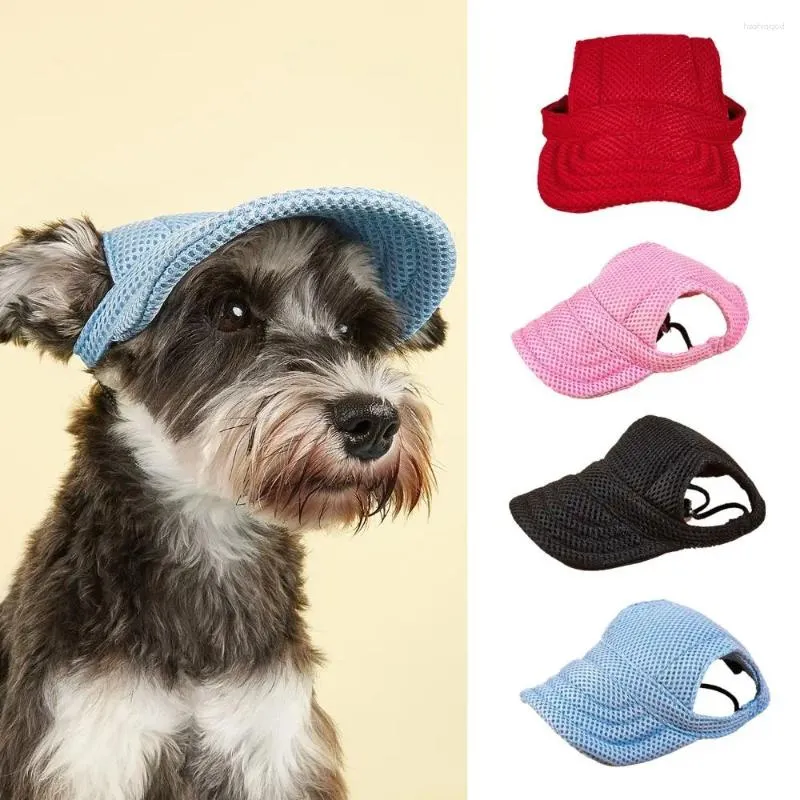 Appareils pour chiens Admable Pet Mesh Cap Cap de polyester respirant Polyester avec un chapeau visière de trou d'oreille Été