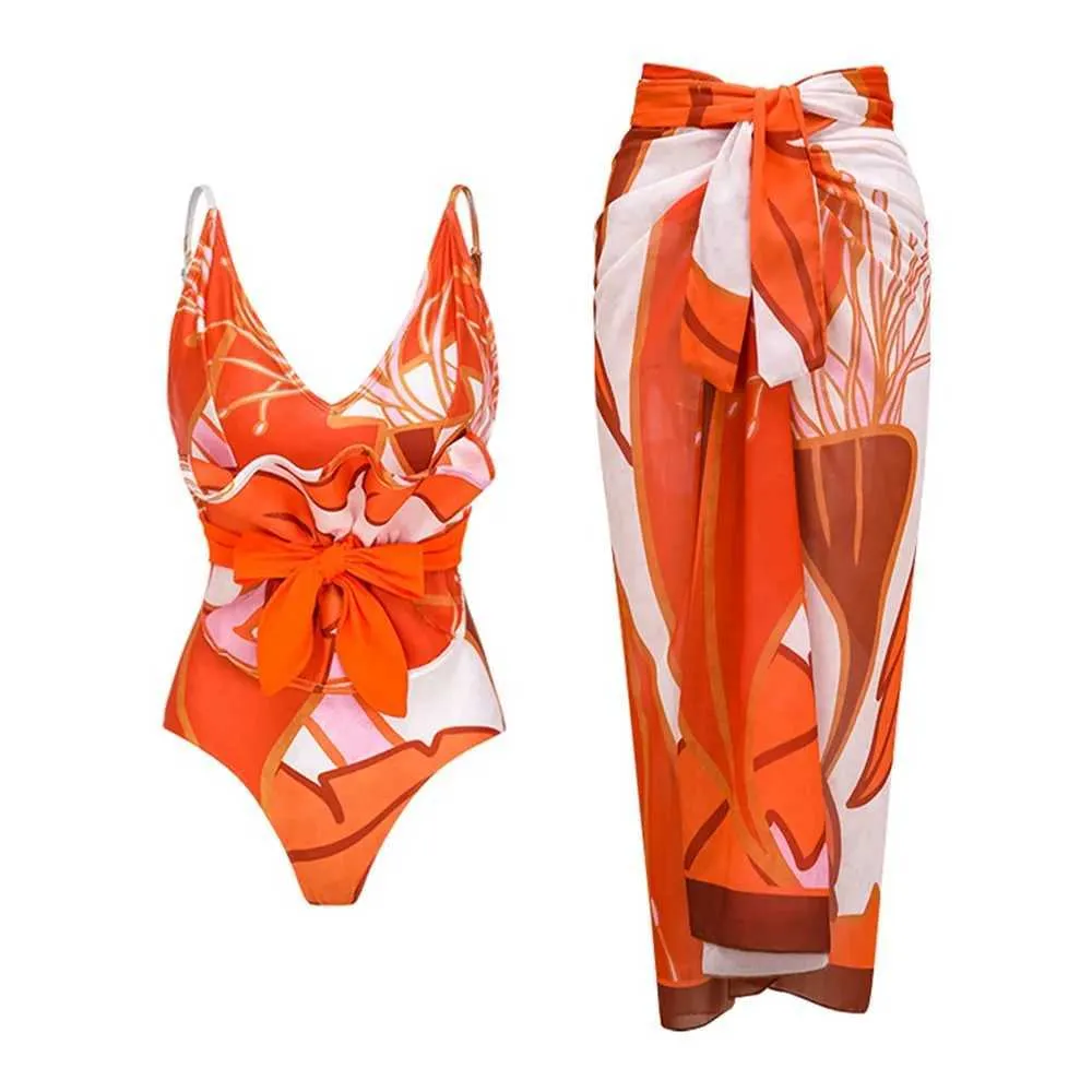 Swimwear féminin 2024 Nouveau maillot de bain en pente en masse en métal Design de boucle en métal 2pcs de maillot de bain à imprimé floral Holiday sexy