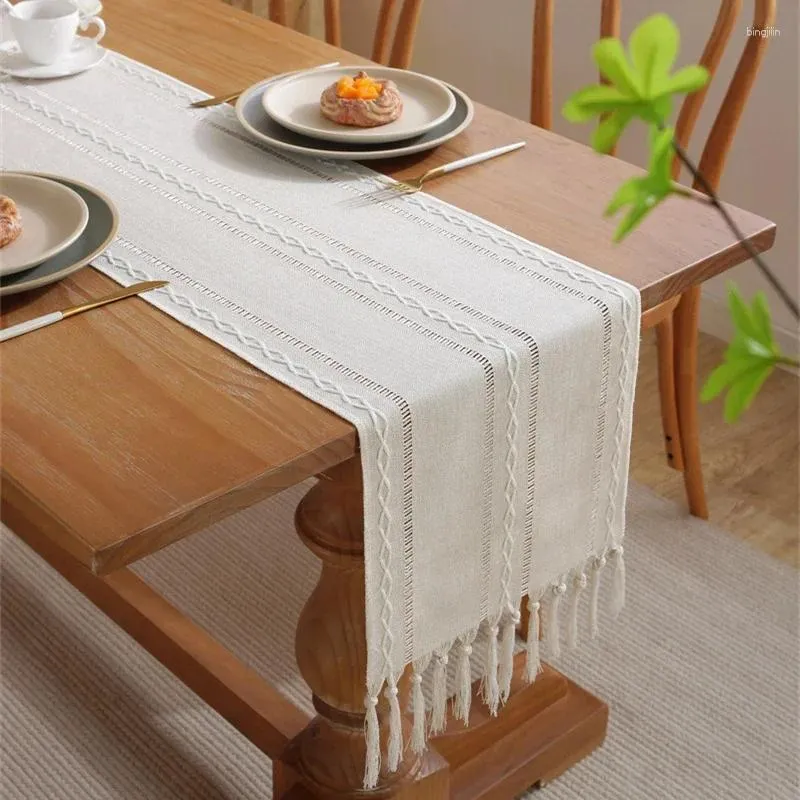 Table Mats Runners Woven Tablecloth Setting With Fringe Runner For Wedding Home Party Decorations Textile Supplie