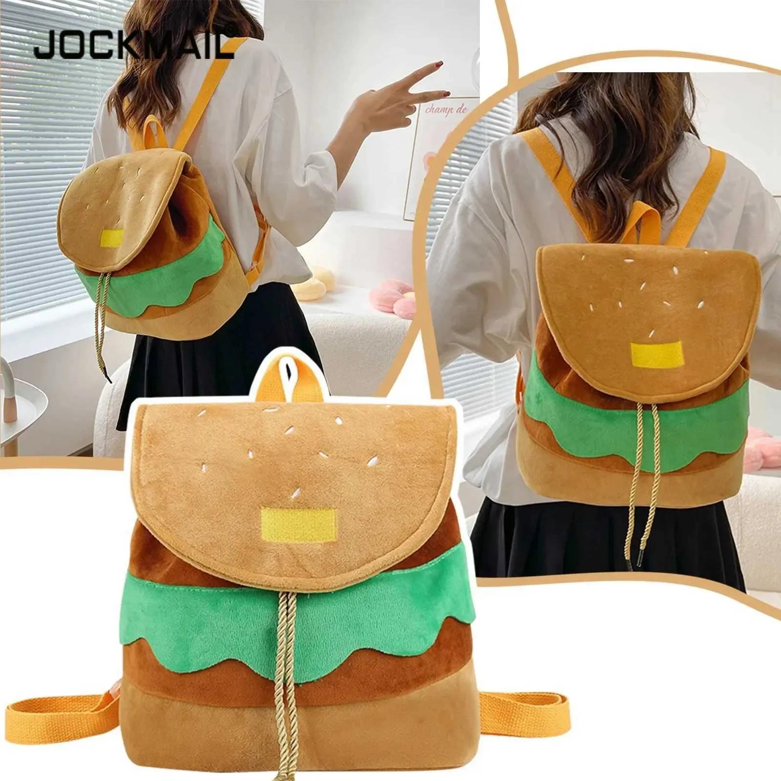 Mochilas de mochilas Big mochila Capacidade de luxuosa mochila fofa desenho animado Hamburger Backpack Backpack Backpack Backpackl2405