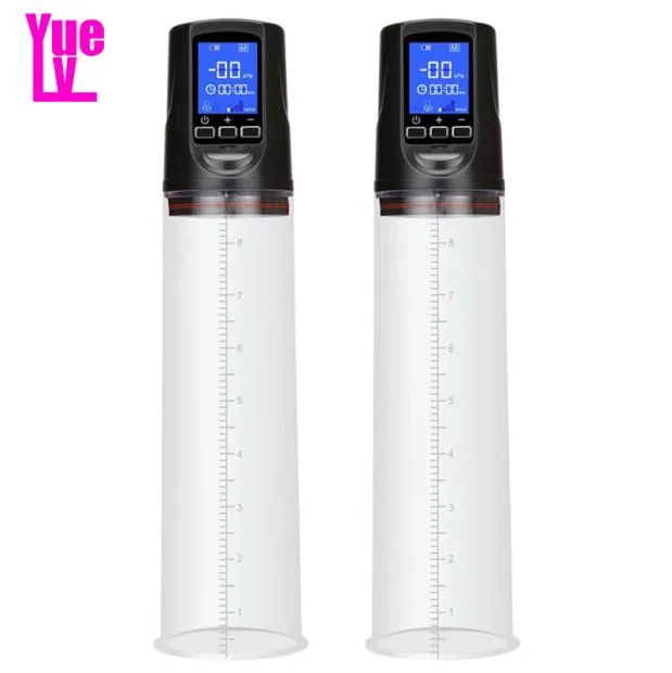 Yuelv USB Bomba de pênis elétrico recarregável LCD Display Penis Aumentar a bomba de vácuo do pênis masculino Produtos de sexo adulto para ME4218417