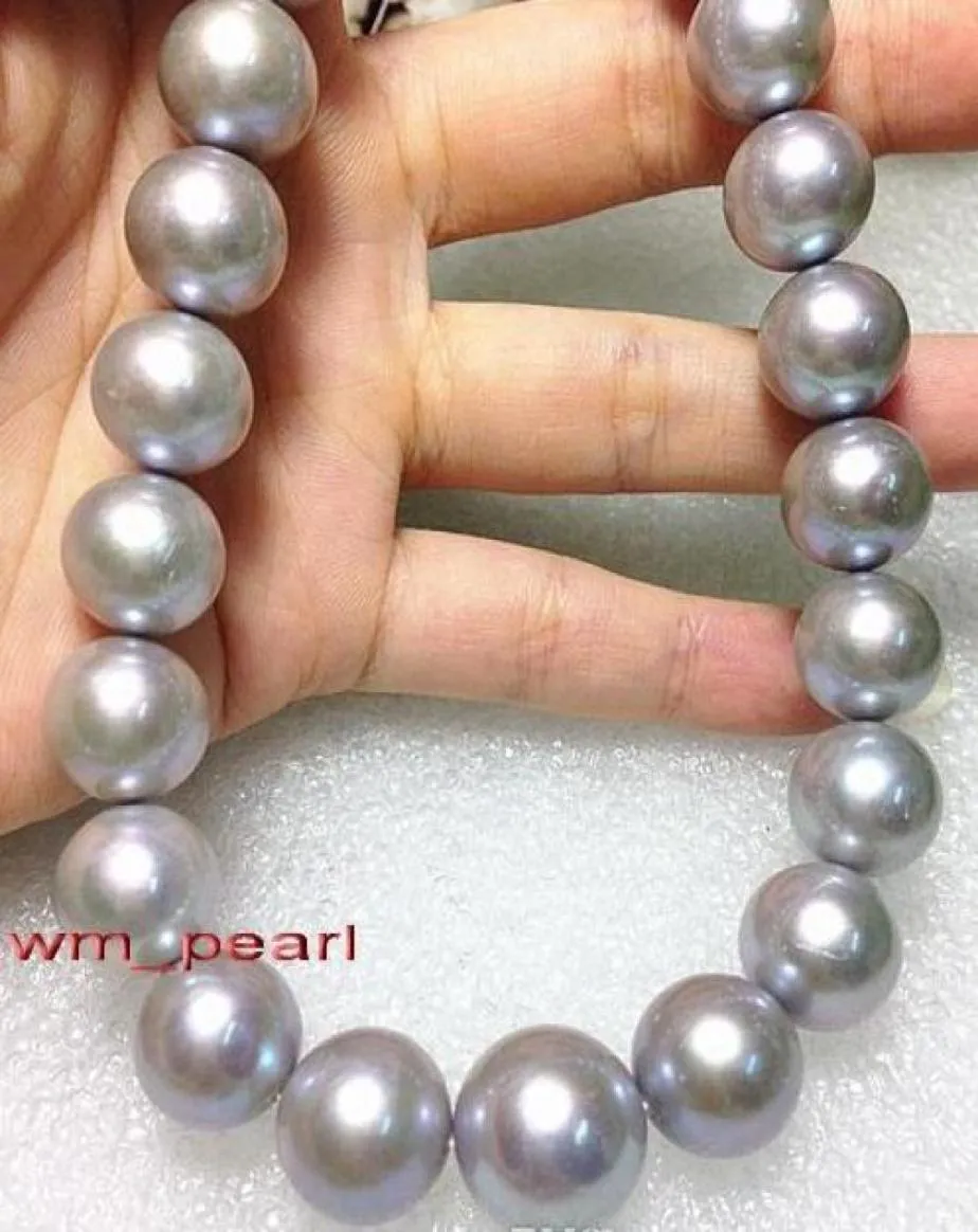 18quot1213 mm naturalne prawdziwe morze południowe Srebrny szary naszyjnik perłowy 14k drobne perły biżuteria 3509561