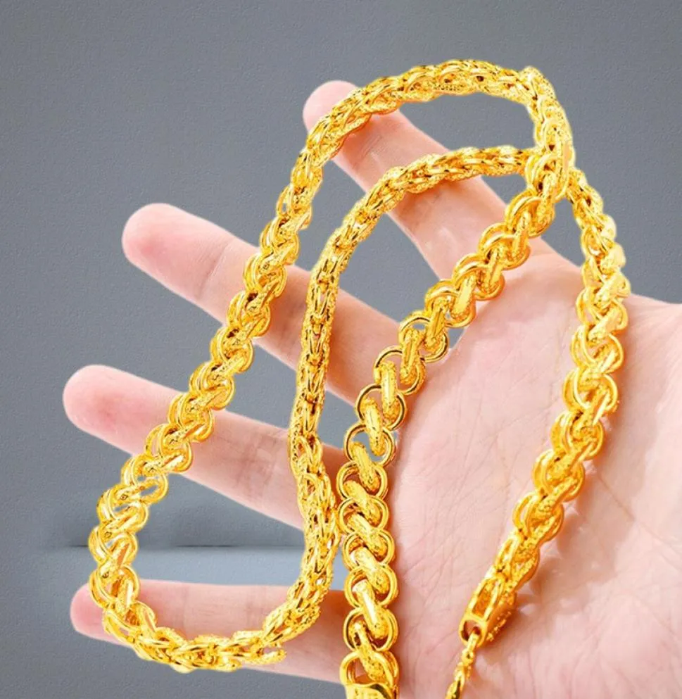 Schwere Männer039s Thai -Kette von Segen 24k Gold plattiert Halskettenketten