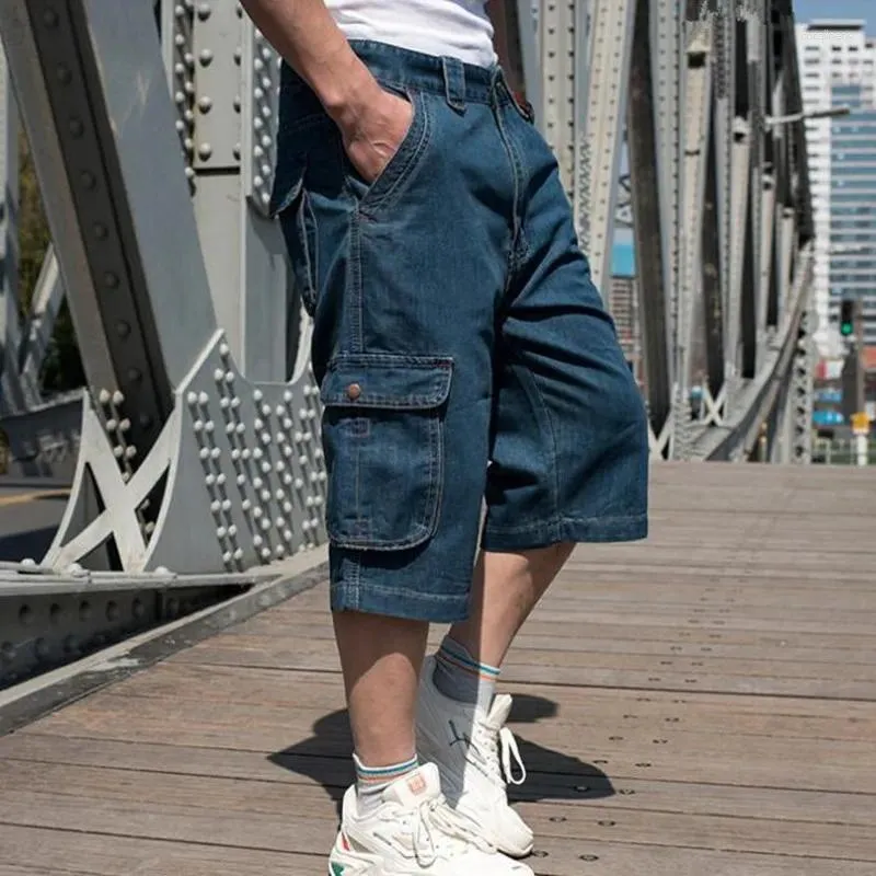 Men's Jeans Mens Summer Thin Denim Short Fashion Streetwear Hip Hop Long 3/4 Capri Cargo Shorts