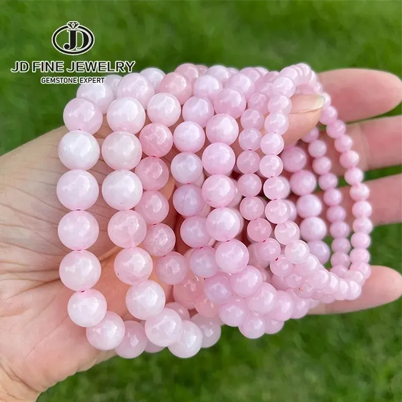 JD Natural Stone Pink Quartz Crystal Amethist Fluorite kralen armbanden Women Sweet Reiki Healing Energy Strand Bangles Sieraden 240423