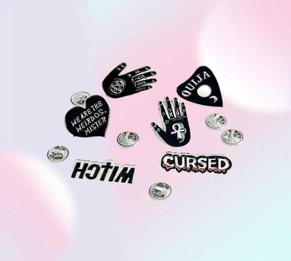 Enamel Pins and Brooches Witch Cursed Ouija We are the Weirdos Mister Black Pin Set Goth pin Goth Punk Backpack Badge Shirt Collar1639372