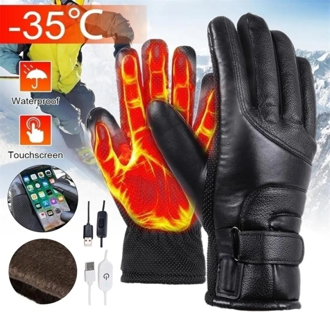 Vijf vingers handschoenen winter verwarmd elektrisch waterdichte winddichte touchscreen USB aangedreven voor mannen vrouwen 2210184362706