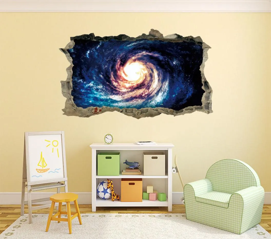 Space Black Hole Vortex Wall Stickers för Childen039S rum Nursery Kids Bedroom Decals bröt 3D avtagbar heminredning9275976