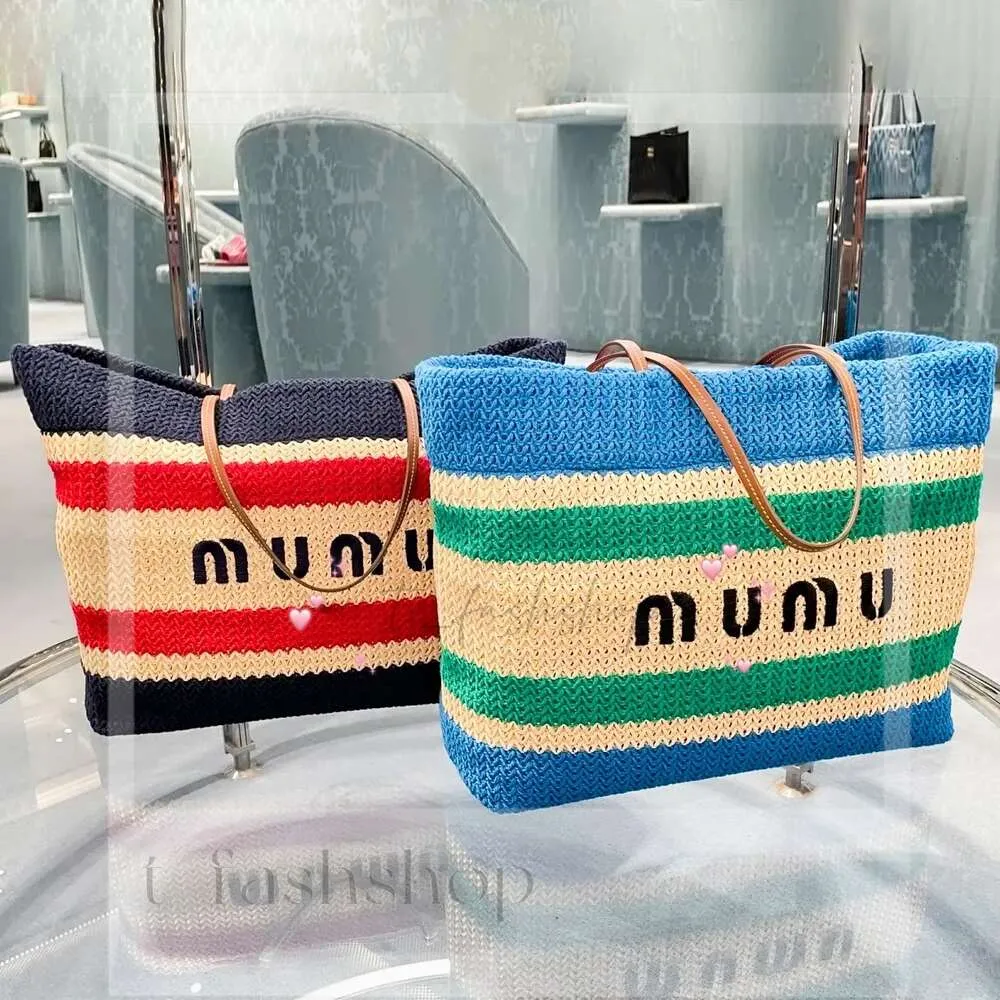 Straw Mui Mui Bag Shop Large Tote Designer Beach Tas Woman Summer Luxe Streep Raffia's Schouder Haak Travel Bag Weave Handtas Crossbody Koppeling