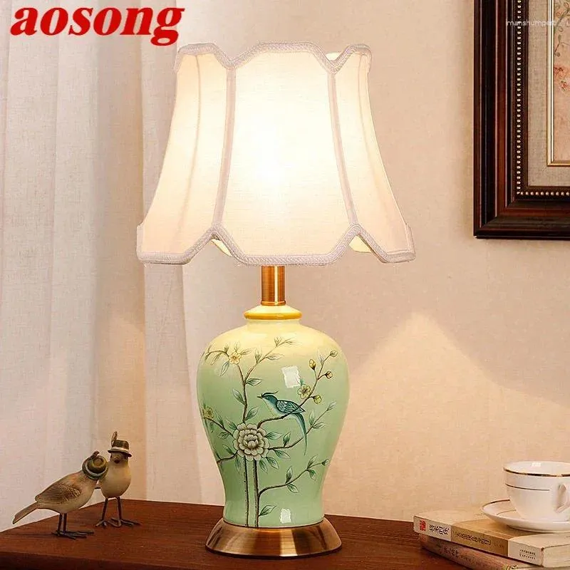 Lampes de table Aosong Céramique contemporaine lampe American Style Salon Chambre de lit de lit Light El Engineering Decorative