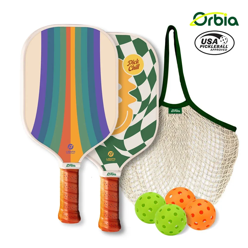 Orbia Sports Pickleball Paddles Set 2 Paddles 4 Pickleballs en Carry Net Bag Usapa goedgekeurde glasvezelpeddels 240425