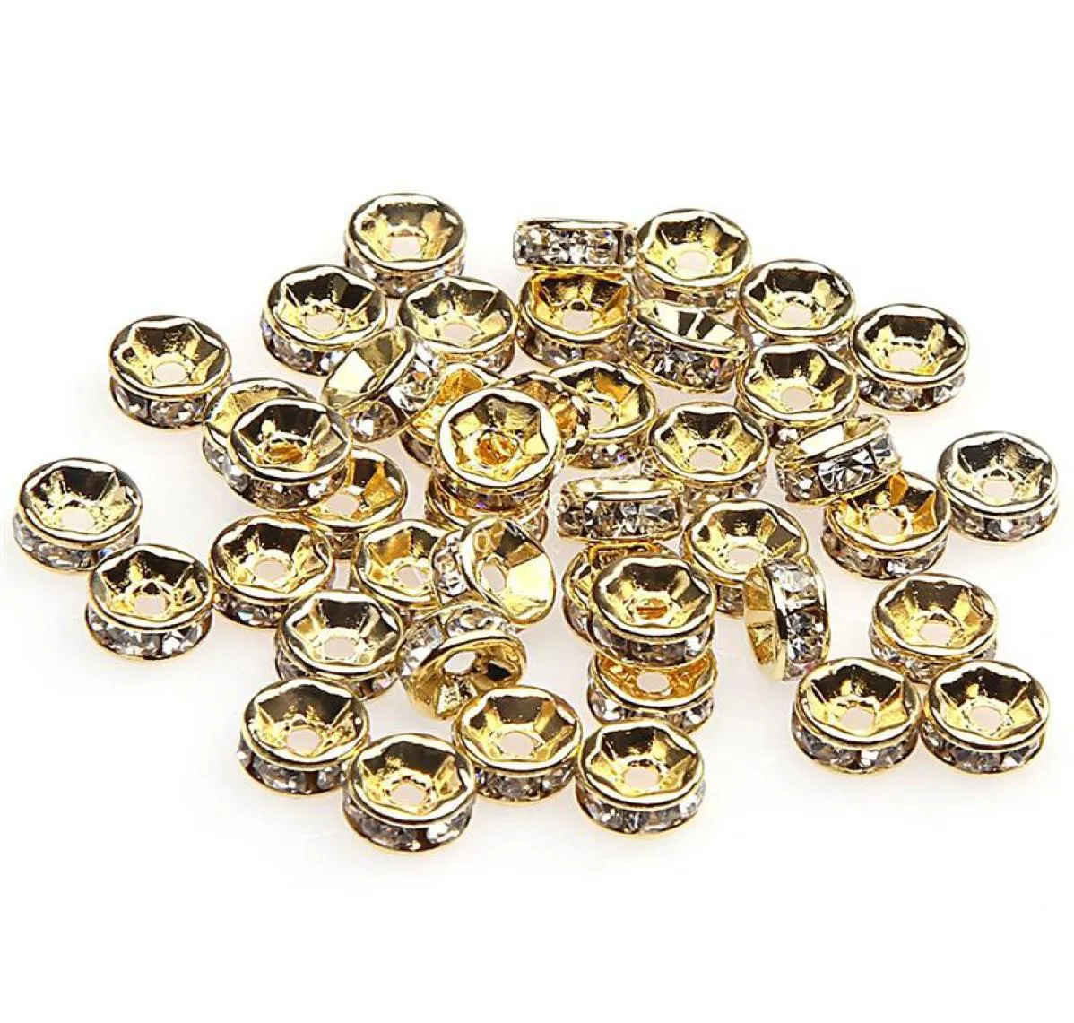 500pcslot Metalllegierung 18K Gold Silber Farbe Kristall Strass Rondelle Lose Perlen Abstandshalter für DIY -Schmuck Herstellung Ganzes 9398162