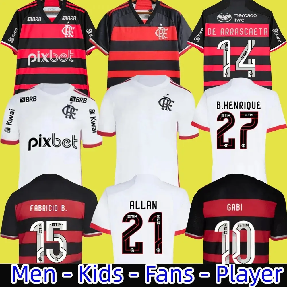 Flamengo Soccer Jerseys 2024 2025 Vidal de Arrascaeta Gabi Football Shirts Pedro B.henrique E.Ribeiro Camisa Flamengo Home Away 24 25 Outubro Rosa Retro Jersey