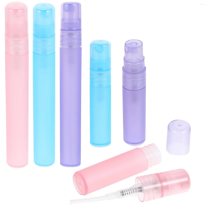 Botellas de almacenamiento 6 PCS Colorida Plastic Bottle Spray Pequeño agua de maquillaje Pequeño para el cabello Viajamiento portátil