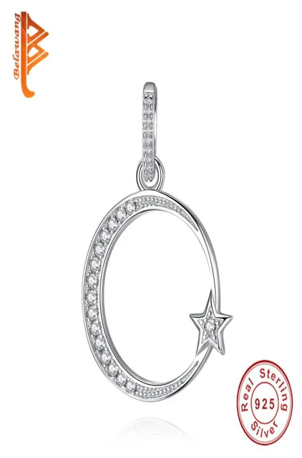 Belawang authentique 925 STERLING Silver Charming Star Moon Clear Cz Charm Pendentif Bracelets Collier Diy Bijoux de mode 2240740