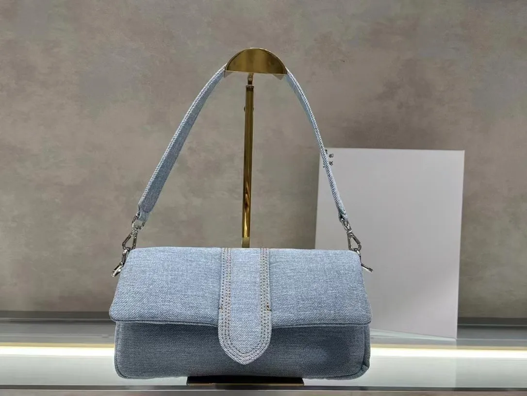 Designer dżinsowa torba na ramię Le Bambimou ins marka kobiet worki pod pachami płótno crossbody vogue torebka z dwoma paskami swobodnymi torebkami i torebkami gole