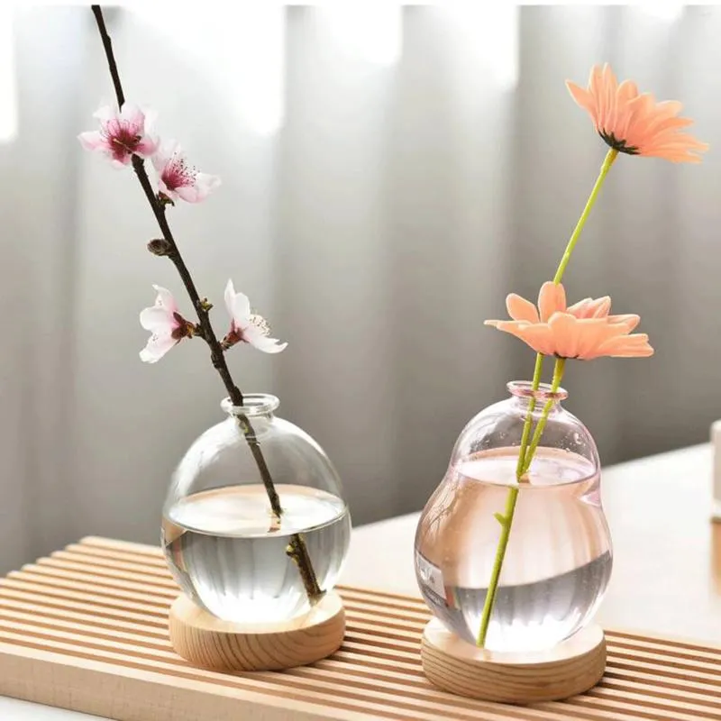 木製のスタンド植物ホルダーデスクトップガラスの花瓶のための木製スタンド植物ホルダーデスクトップグラスの植物鍋バルコニーの装飾