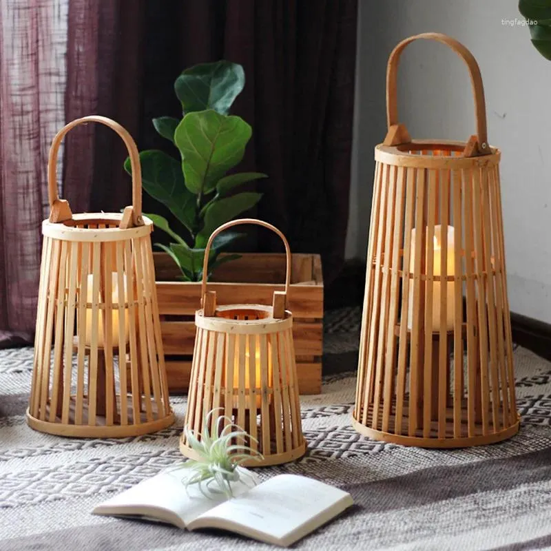 Titulares de vela Creative Modern Handmade Wood minimalista Nordic Hollow Garden Lanterna Geométrica Casamento Decoração Candlebra