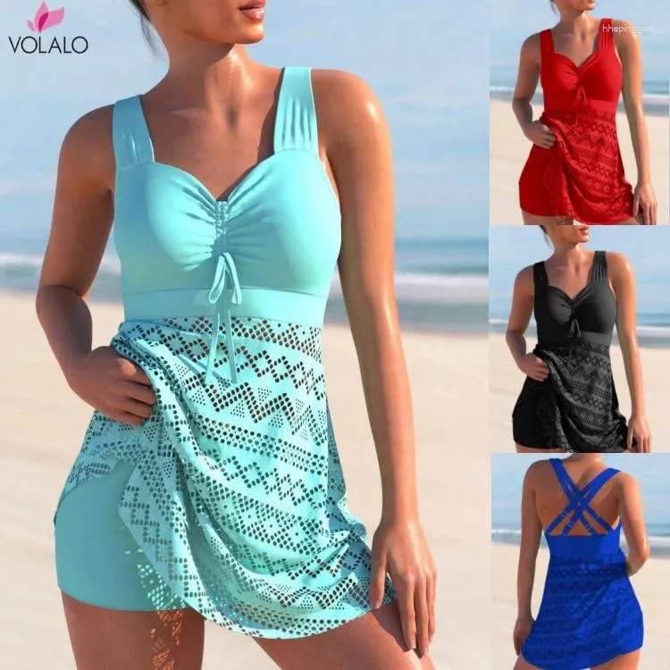 Женские купальные костюмы Volalo Summer Weachwear Ladies Loose Tankini Swimsuit Print Print Sexy Twoe Bikini Set
