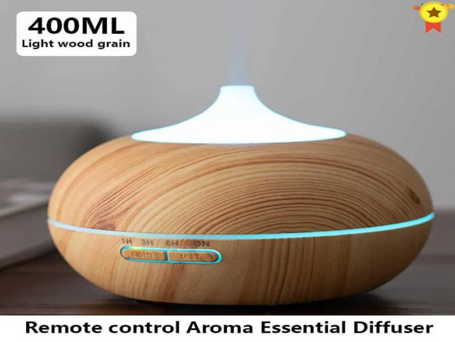 400 ml LED Ultrasone luchtbevochtiger Diffuser Essentiële aroma houten graan voortreffelijke therapie zuiveraar met romte controle 2107248885284