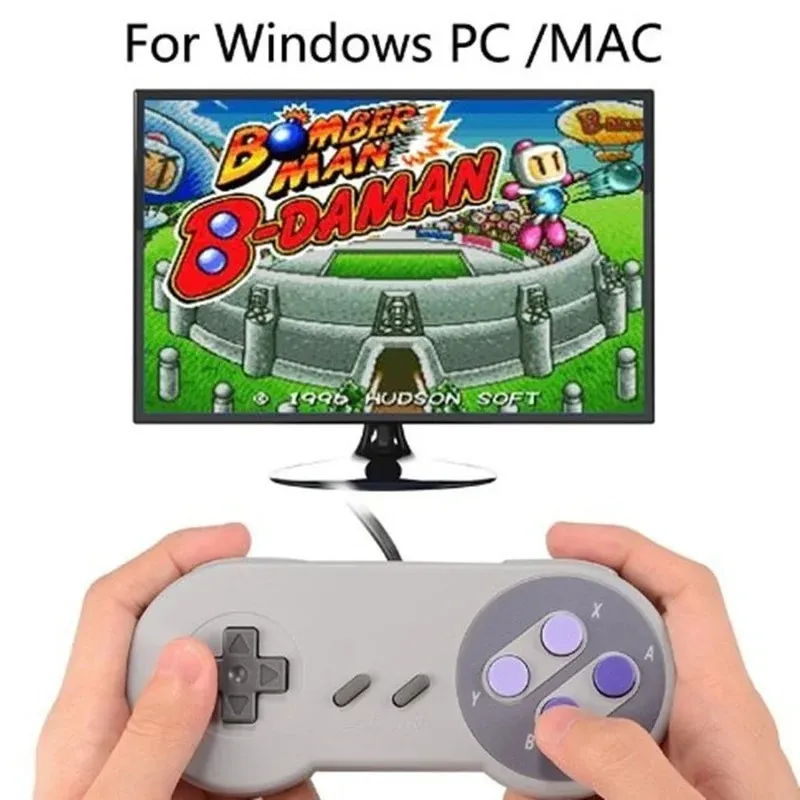 Wired Super USB Controller Gamepad Joysticks Classic Joypad for Nintendo SNES Games Windows PC MAC Computer