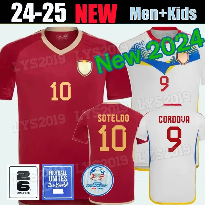 2024 Venezuela Soccer Jerseys Kids Kit 24/25 National Team Football Shirt Men Home Red Away White Camisetas Copa America CORDOVA SOTELDO RINCON BELLO SOSA RONDON