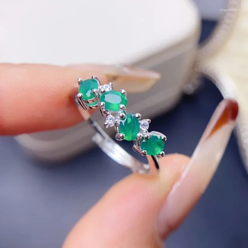 Cluster Rings Natural Emerald For Women Silver 925 Jewelry Luxury Gem Stones 18k Gold Plated Free Shiping Items