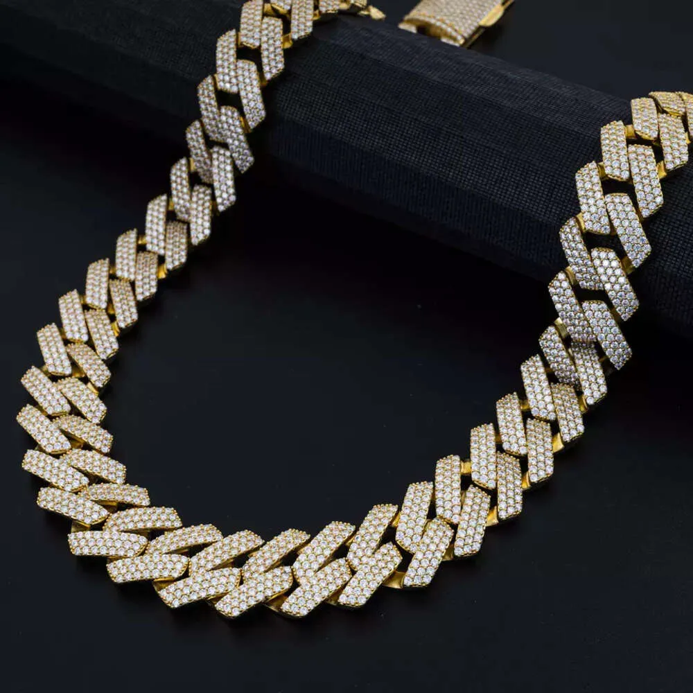 Hip Hop Luxury Gold Ploated VVS Moissanite Diamond Jewelry Cuban Link Chain Necklace for Men Women