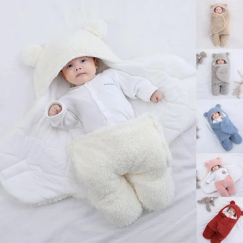 Couvertures Baby Sleeping Sac Ultra-Soft-Soft Fluffy Born Receiving Couverture Vêtements Nursery Swaddle Wrap SleepSack pour les filles en bas âge