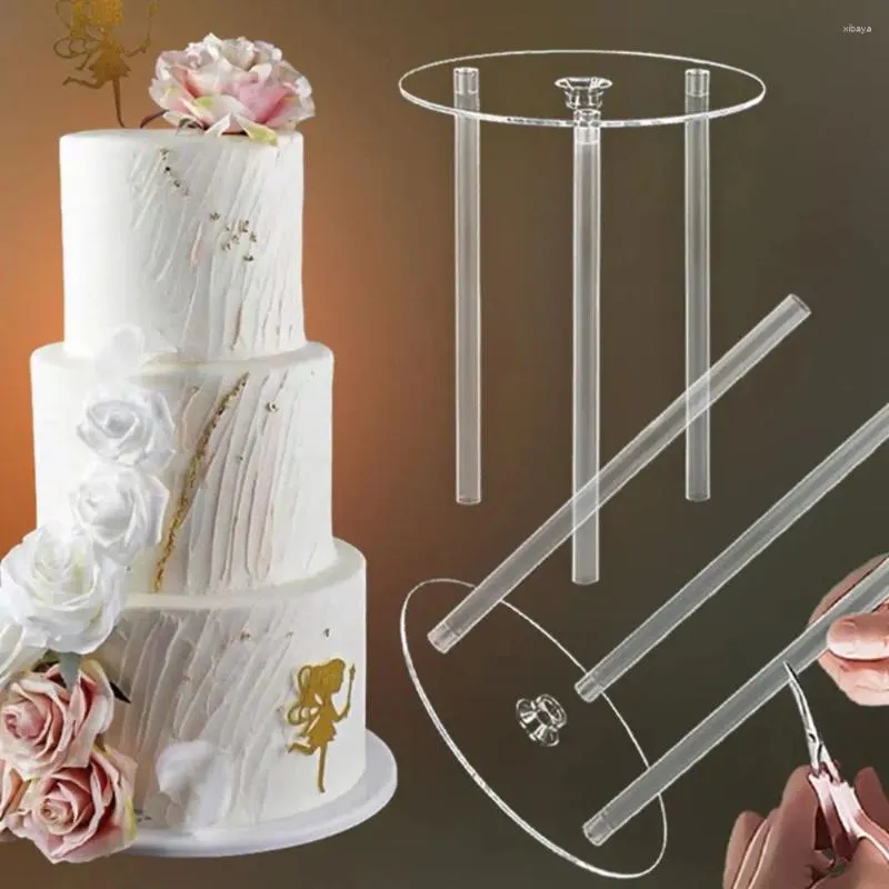 Bakeware Tools Transparenta Multi-Layer Cake Stand Diy Decor Stands Support Round Board Straw Frame Plastic Tier