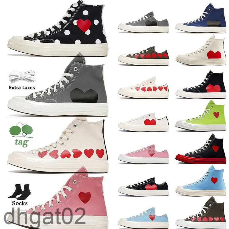 Jogging Walking High Top Vintage Commes des Garcons x 1970S Designer Canvas Shoes Womens Mens All Star Classic 70 Chucks Taylors Low Multi-Heart Sneakers Trainers