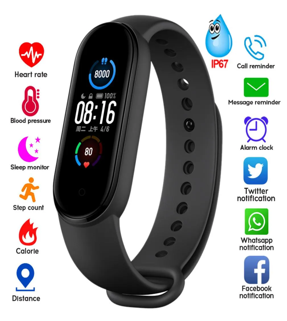 Nuevo M5 Smart Watch Men Women Bluetooth Watch Fitness Sport Tracker Llame a Smartwatch Play Music Bracelet3777108