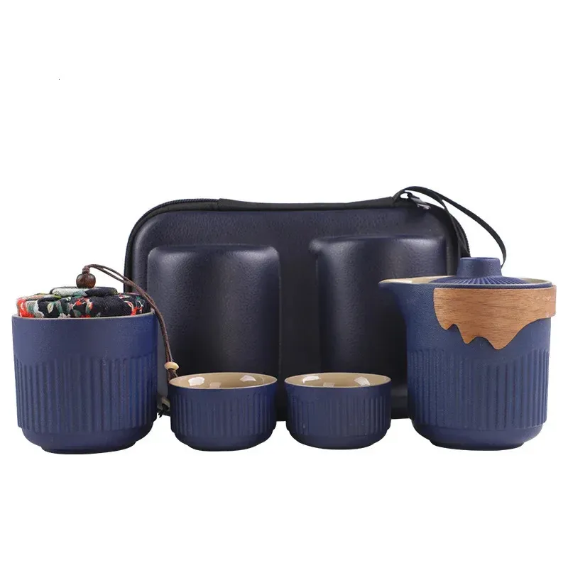 Portable Travel Tea Set Outdoor Camping Making Tool Single Kung Fu Teaware Sets The Gift for Culture Lovers 240428