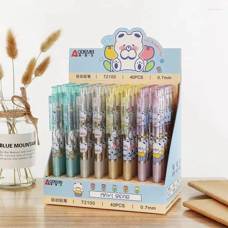 40pcs / lot dessin animé ours crayon mécanique mignon 0,7 mm stylos automatique de papeterie cadeau d'écriture d'écriture