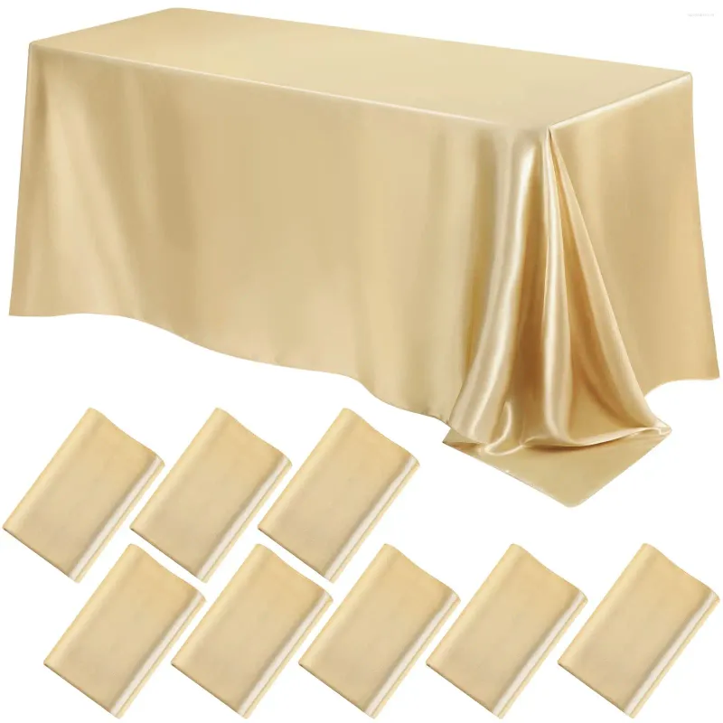 Bordduk Champagne Imitation Silk Satin Wedding Solid Color Rectangular Banquet Rable Tea Tracloth