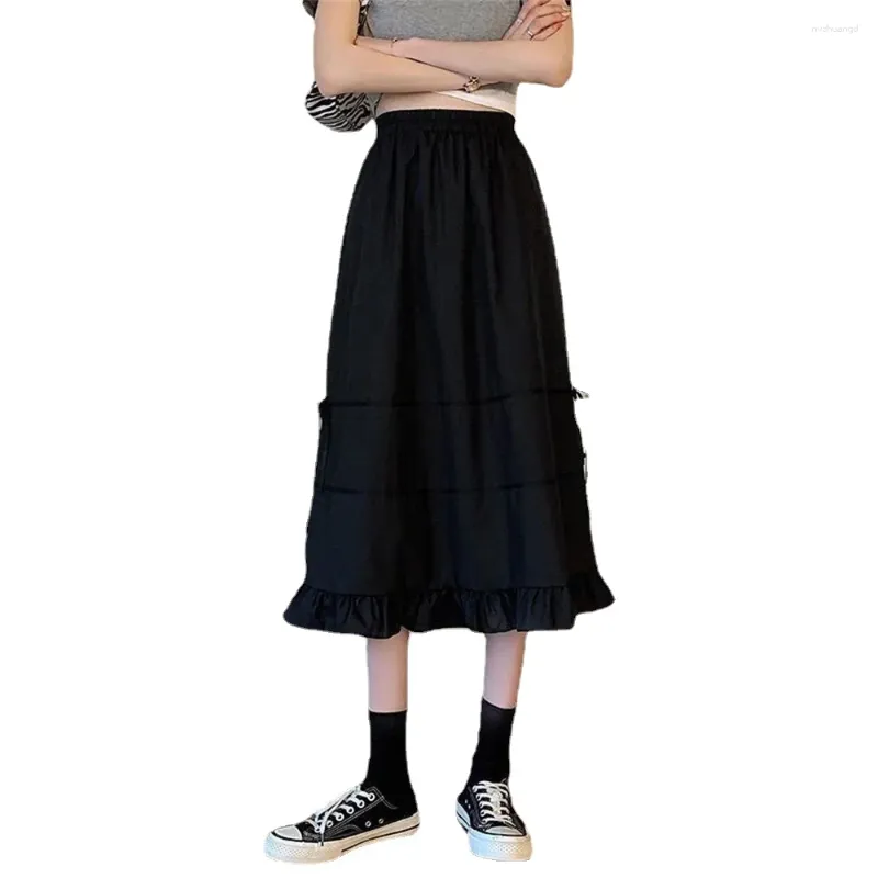 Rokken zwarte lange rok voor dames meisje midi zomerkleding zoete meisjes gegolfd strand casual veterhoge taille kleding