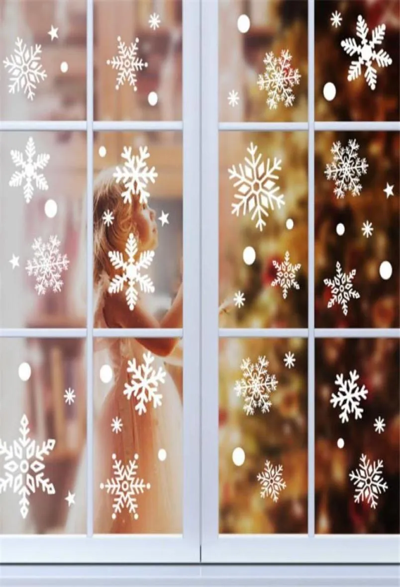 36pcslot White Snowflake Weihnachten Wandaufkleber Glasfenster Aufkleber Weihnachtsdekorationen für das neue Jahr Navidad 2020 Noel4218269