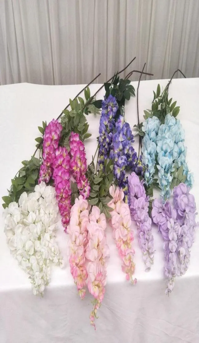 Dekorativa blommor kransar 3forks Long Wisteria Artificial Home Wedding Arch Deco Takväxter Rattan Bouquet Party Garland de9954437