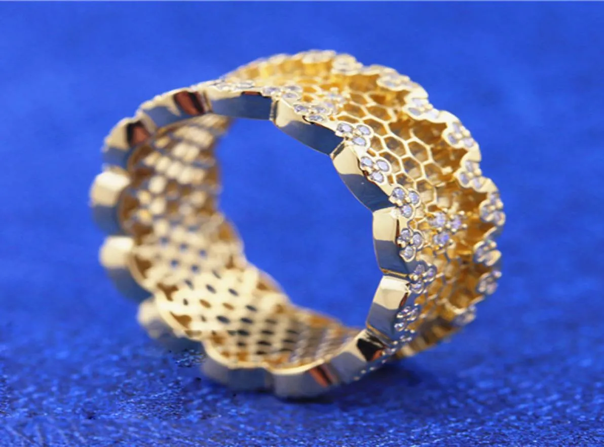 Ringue en dentelle en nid d'abeille en nid d'abeille avec des pierres de CZ en ajustement bijoux de fiançailles amoureurs de mariage Anneau de mode 4335907