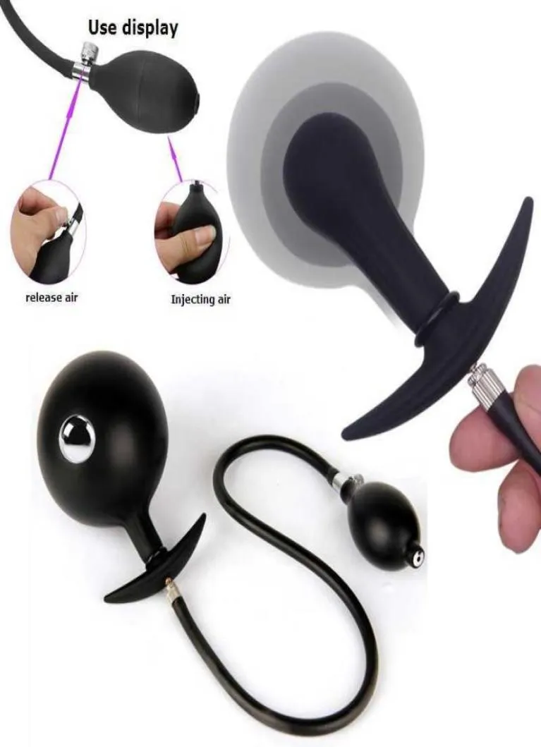 Inflatable Huge Anal Butt Plug Builtin Steel Ball Women Vaginal Anal Dilator Expandable Silicone Men Prostate Massager Sex Toys 23315511