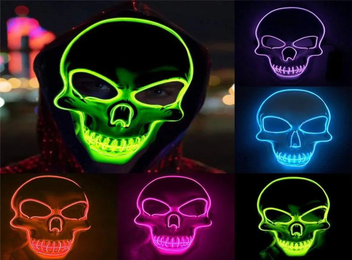 Halloween Gift Horror Mask LED masques brillants Purge Masques Masque Mascara Costume DJ Party Light Up Masks Glow in Dark7688857