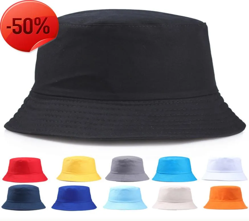 Nowa para czapka Przenośna moda Solid Kolor Folding Fisherman Sun Cotton Hat Outdoor Men and Women Multisason Bucket9797449