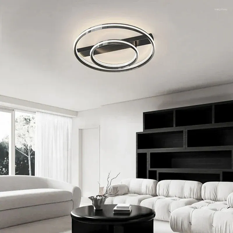Kroonluchters moderne eenvoudige stijl led plafondlamp voor slaapkamer woonkamer eetkamer keuken ring helder zwart kroonluchter licht