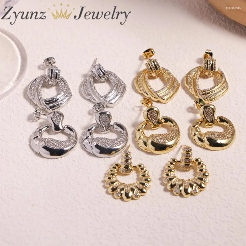Dingle örhängen 5 par guldfärg droppuppsättning zirkon vintage cirkel geometrisk twist för kvinnor flickor trendiga smycken gåvor