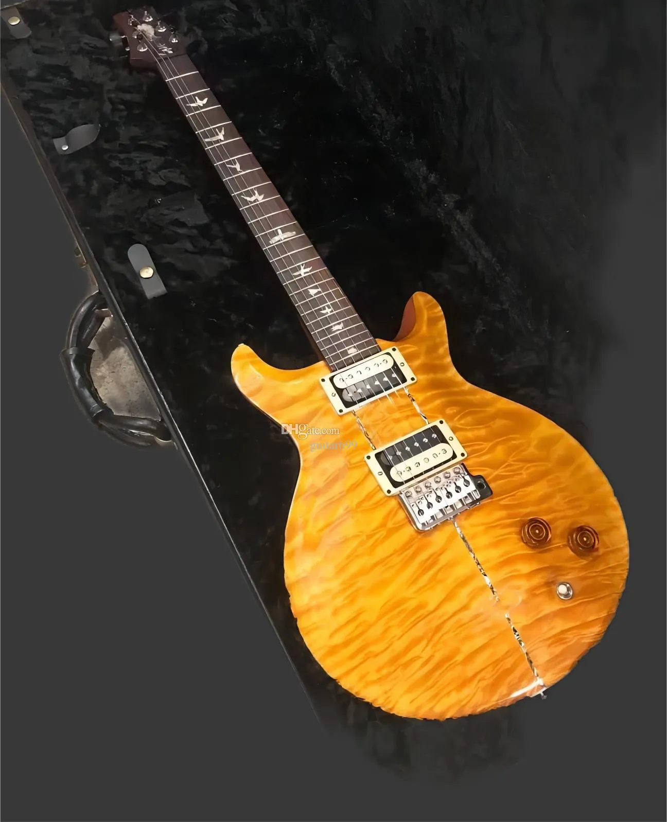 Custom Santana LL Santana jaune Quilt Maple Top Guitar Reed Smith 24 Frets Free Guite électrique fabriquée en Chine