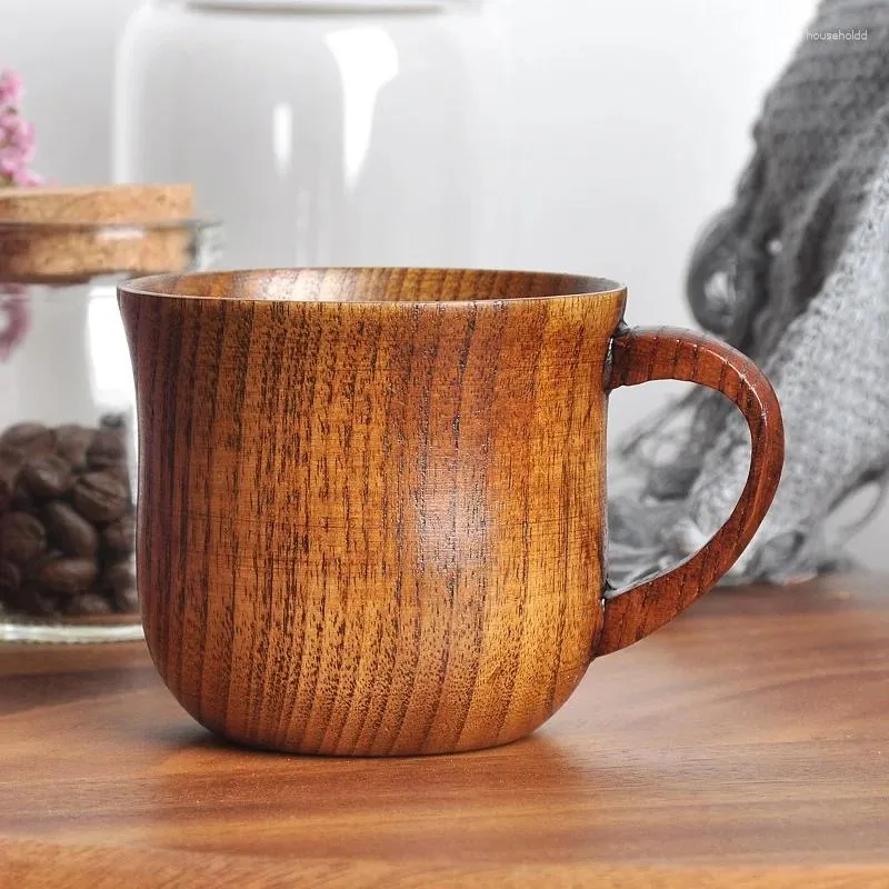 Gobelets 130 ml tasse en bois massif en bois avec poignée de la trompette à thé d'eau de jujube aigre pour le café de salon