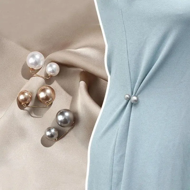 Broches 3pcs Redução de tamanho da cintura Artefato Broche Roupa Salia Calças Anti Slip Slip Buckle Pearl Cardigan Pin de segurança